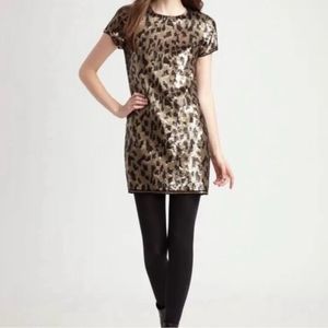 BCBGMaxAzria Gold and Black Sequin Mini Dress